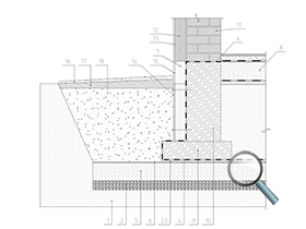 Утепление гранулированным пеностеклом ниже пятки фундамента под всей площадью дома для неотапливаемых зданий